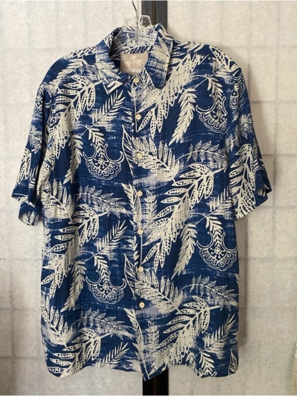 Margaritaville Navy and White Tropical Print Button-Up Shirt